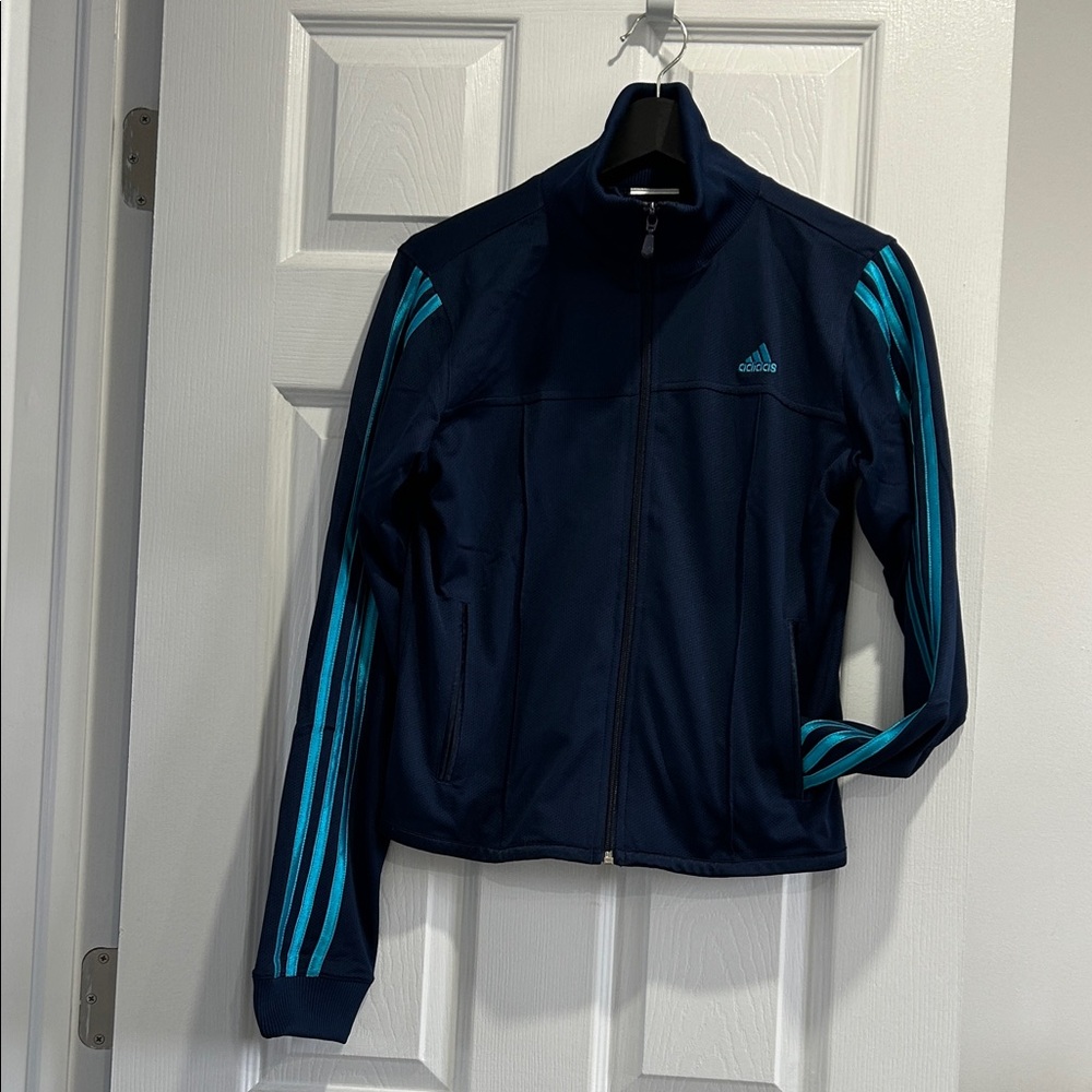 ADIDAS Y2K Dark Blue Jacket with Light Blue Stripes